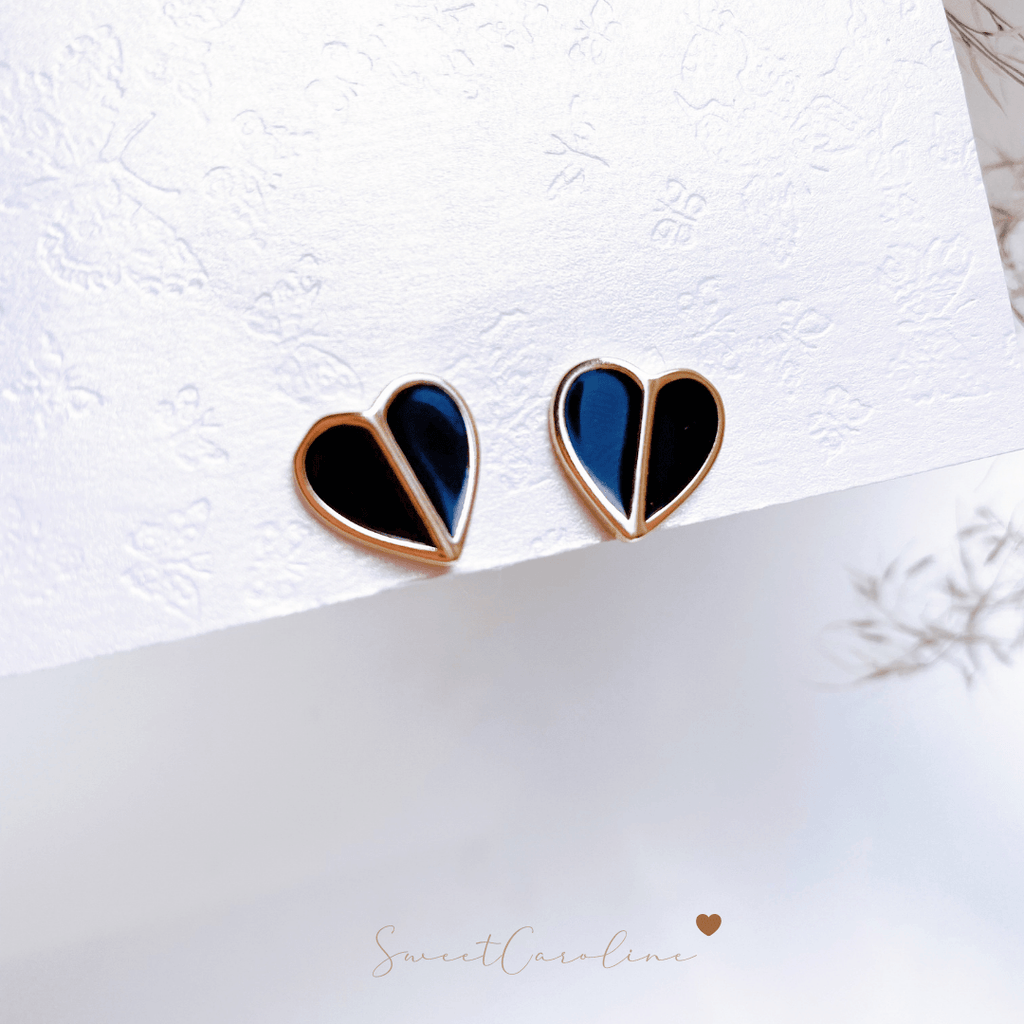 Aretes Corazón Negra - SweetCarolineJWL