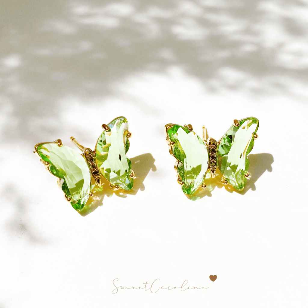 Aretes Olive Cyrstal Butterfly - SweetCarolineJWL